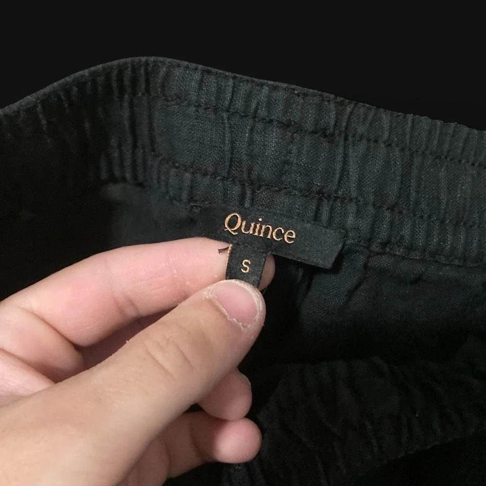 Quince black 100% European linen drawstring beach pants Men's S/32